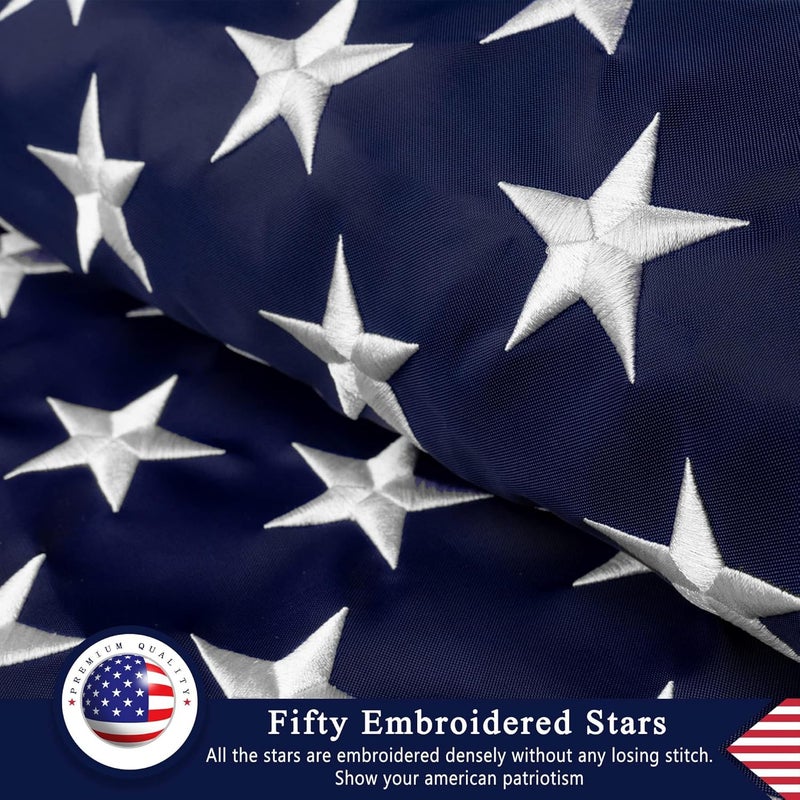 DANF FLAG American Flag 6x10 Ft for Outside, Heavy Duty Nylon US Flags for High Wind Outdoor, Fade Resistant and Waterproof USA Flag with Embroidered Stars, Sewn Stripes, Brass Grommets - Image 4